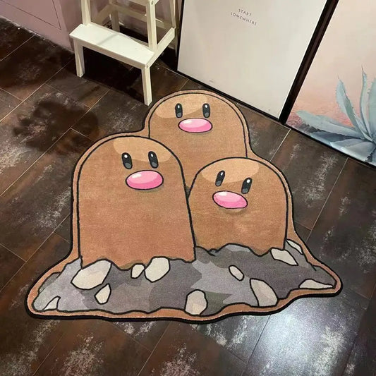 Dugtrio Pokemon Carpet - Soft and Durable 80x80 cm Rug Featuring Dugtrio Character, Perfect for Kids' Rooms and Pokemon Fans