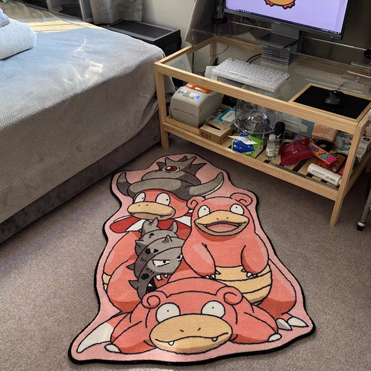 Slowpoke Pokemon Carpet - Soft and Durable 80x80 cm Rug Featuring slowbro Character, Perfect for Kids' Rooms and Pokemon Fans