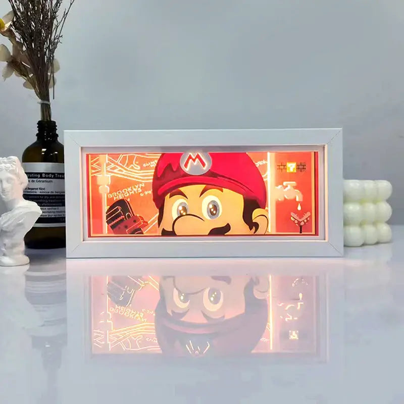 Mario Anime 3D Shadow Box Lamp Anime store showcasing anime merch and collectibles.