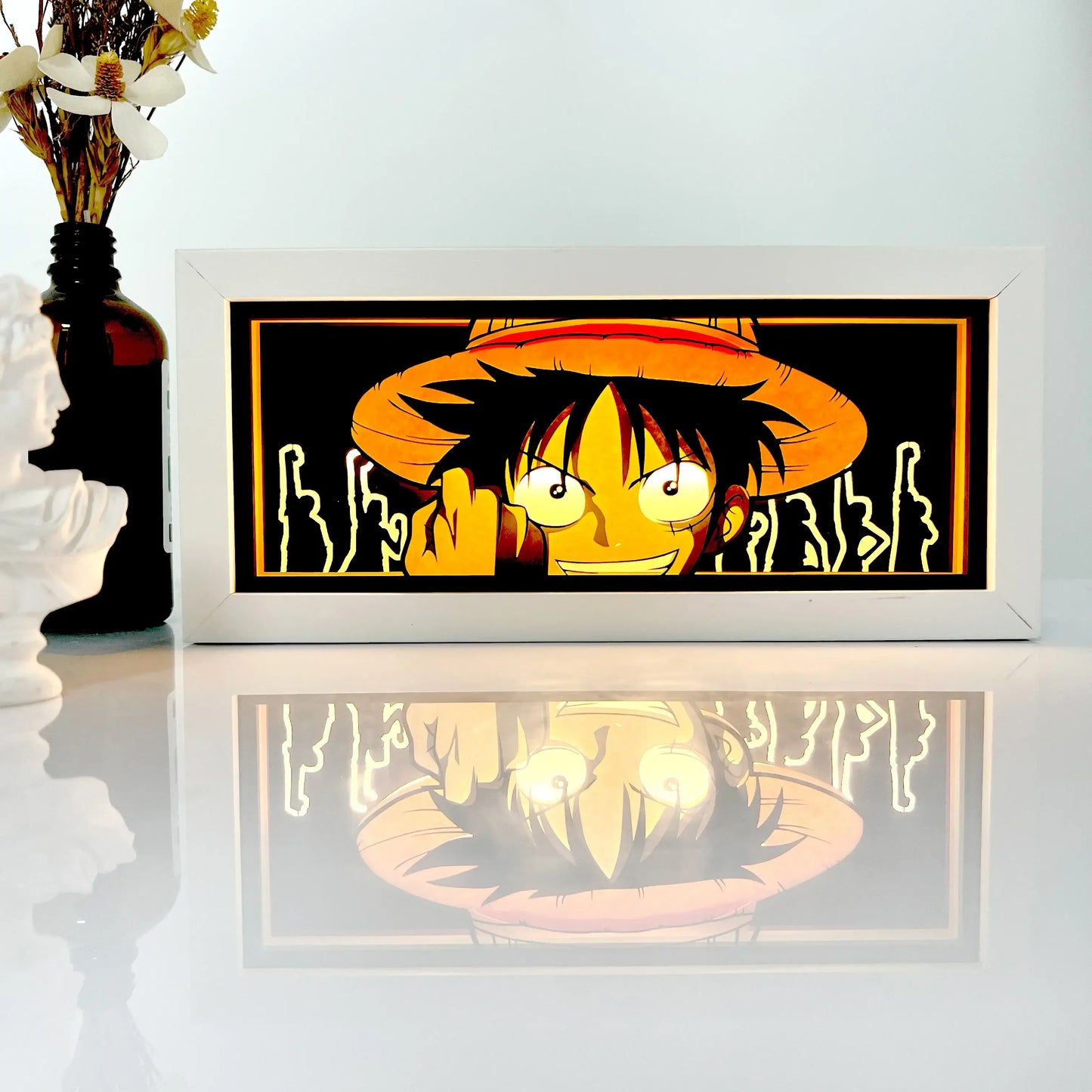 Monkey D Luffy One Piece Anime 3D Shadow Box Lamp Anime store showcasing anime merch and collectibles.