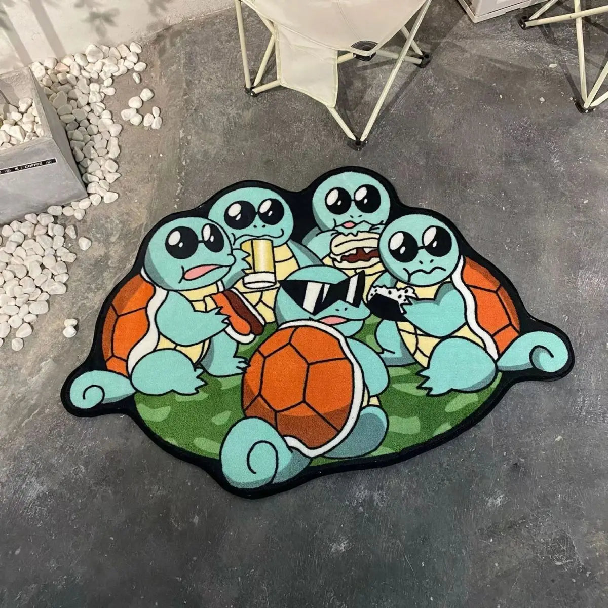 Squirtle Squad Carpet - Soft and Durable 80x80 cm Rug Featuring Squirtle Character, Perfect for Kids' Rooms and Pokemon Fans