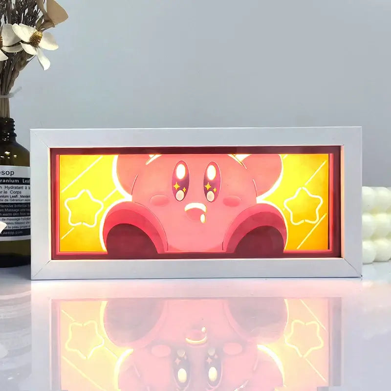 Kirby Anime 3D Shadow Box Lamp Anime store showcasing anime merch and collectibles.