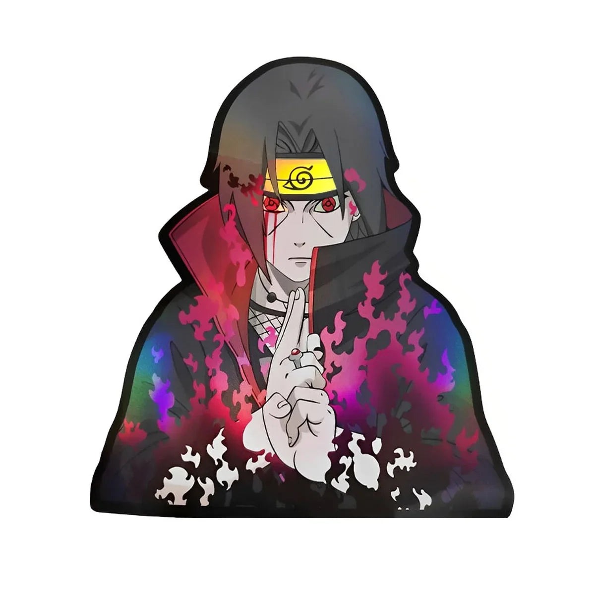 Itachi Amataseru Holographic Anime Sticker Anime store showcasing anime merch and collectibles.